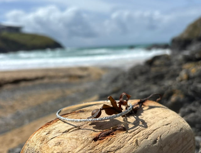 Silver Rock Textured Bangle