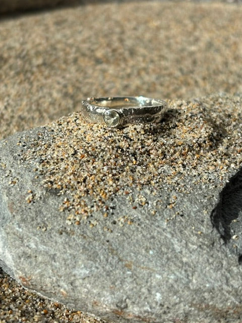 Porthleven Sand Sand Cast Ring With Lemon Quartz