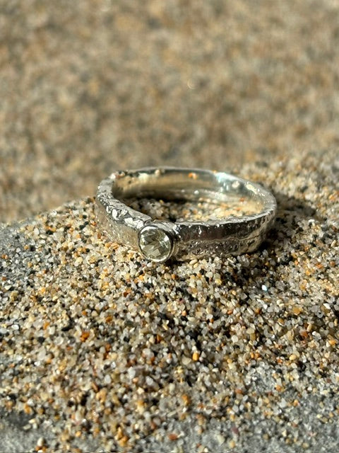 Porthleven Sand Sand Cast Ring With Lemon Quartz