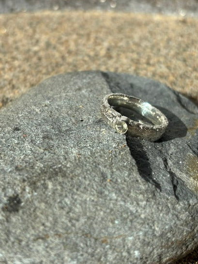 Porthleven Sand Sand Cast Ring With Lemon Quartz