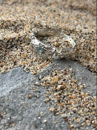Porthleven Beach Ring with Teal Zirconia stone
