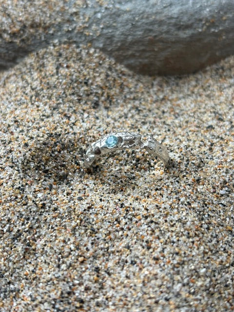 Porthleven Beach Ring with Teal Zirconia stone