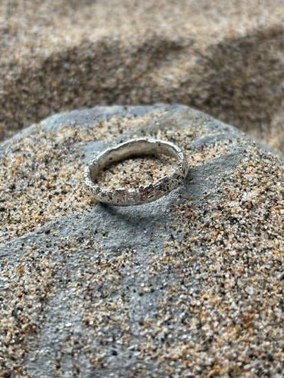 Praa Sands Sand Cast Ring with Brilliant White Zirconia