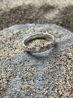 Praa Sands Sand Cast Ring with Brilliant White Zirconia