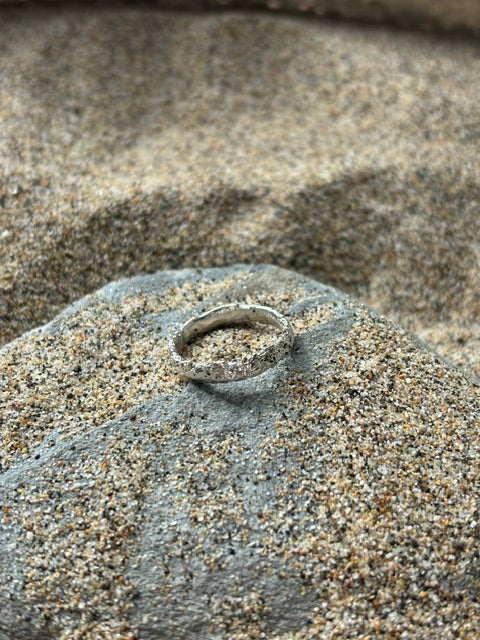 Praa Sands Sand Cast Ring with Brilliant White Zirconia
