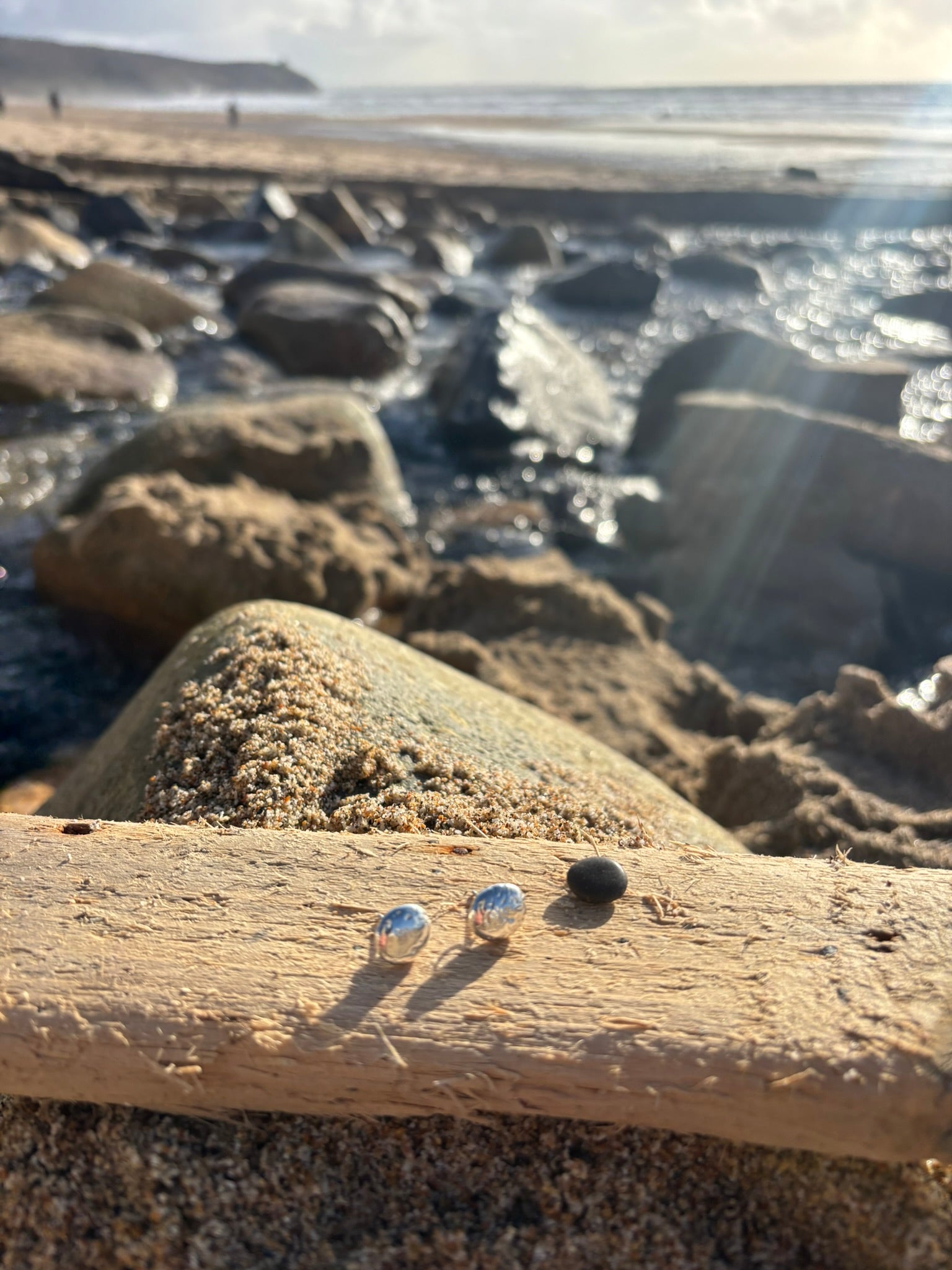 Silver Pebble Earrings (Medium)