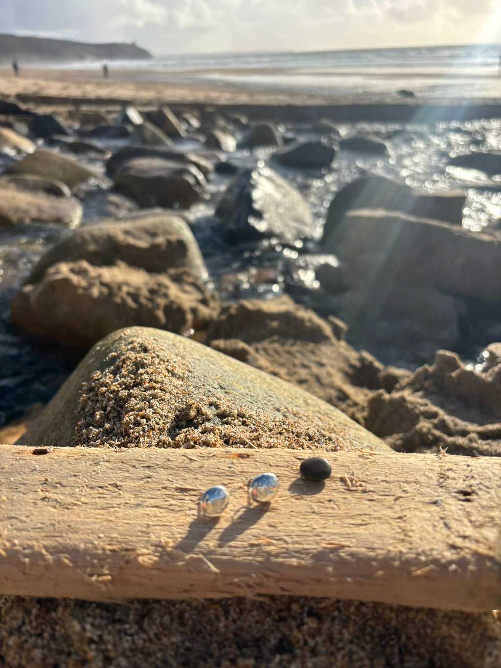 Silver Pebble Earrings (Medium)