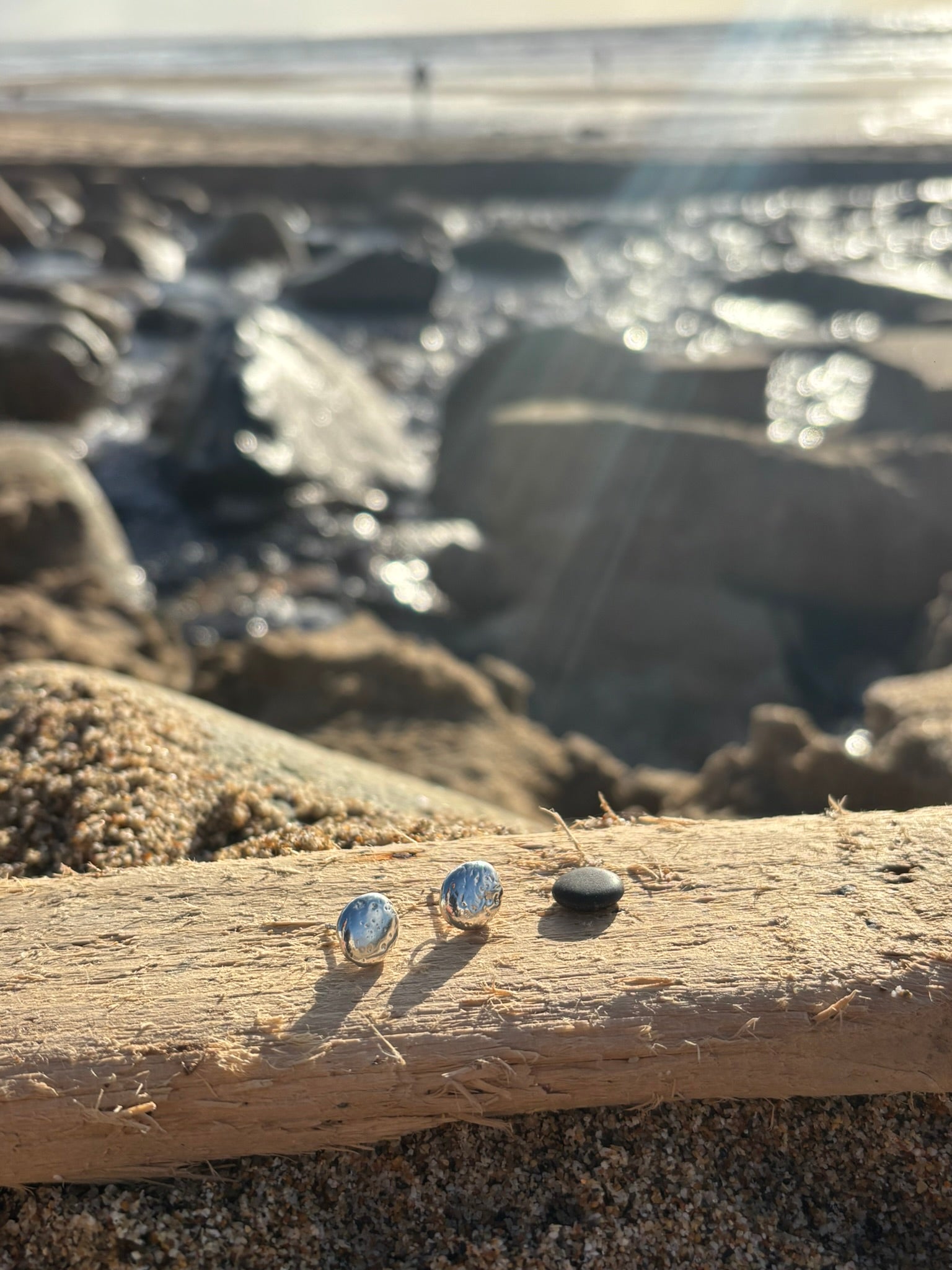 Silver Pebble Earrings (Small)