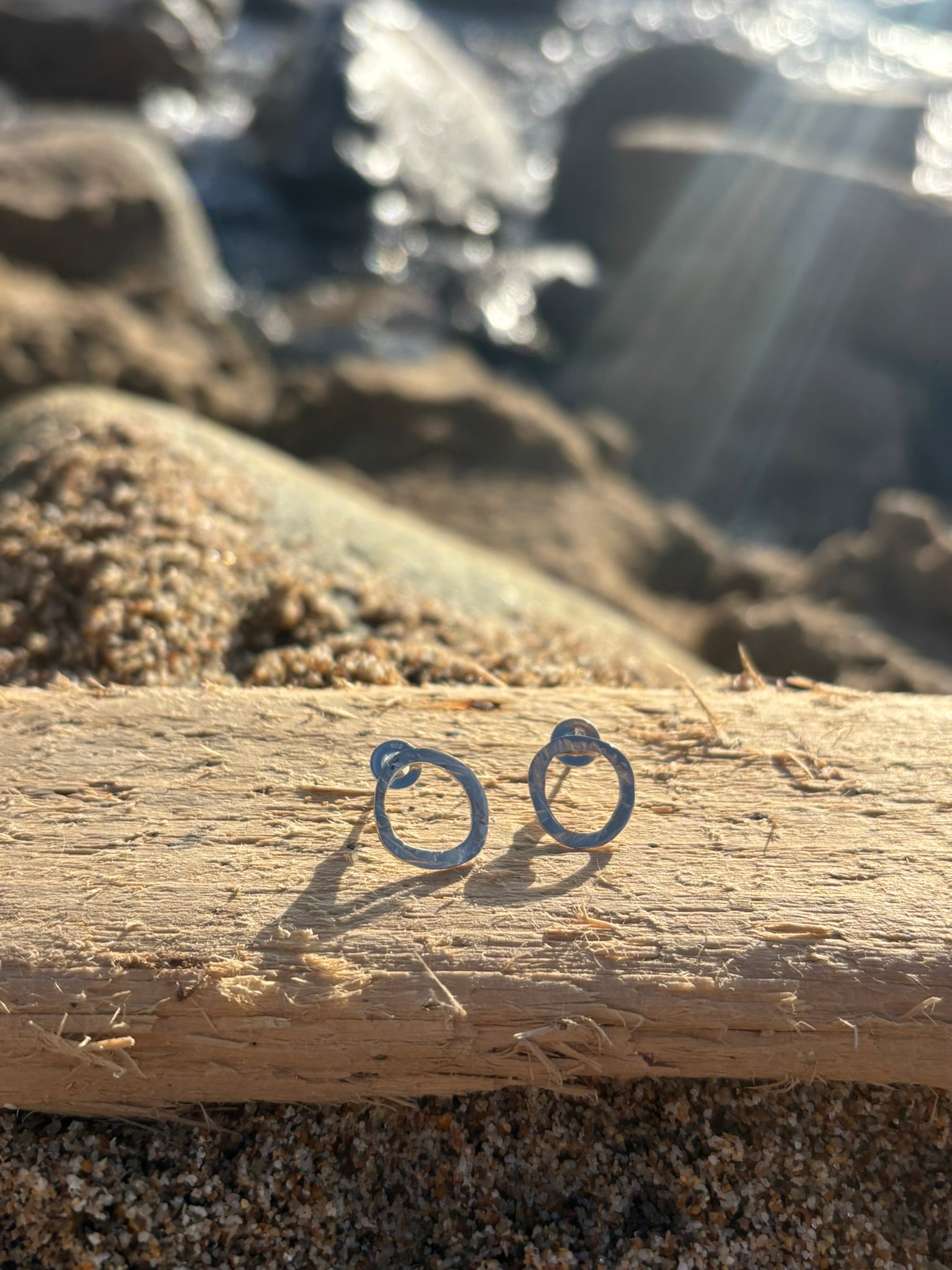 Silver Ripple Hoop Earrings