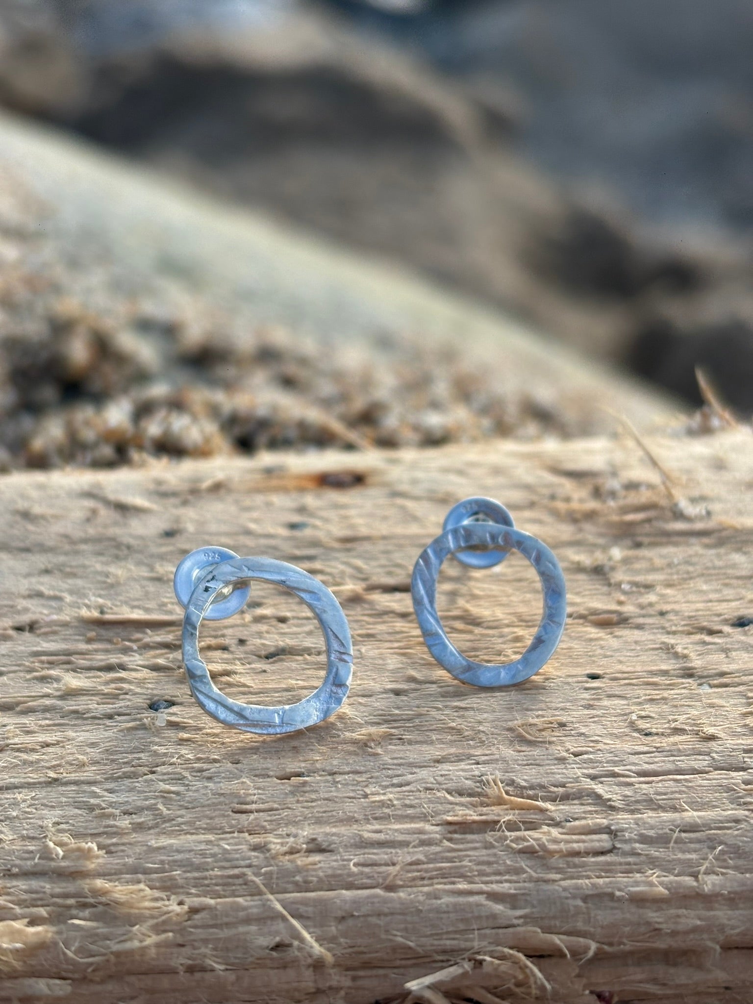 Silver Ripple Hoop Earrings