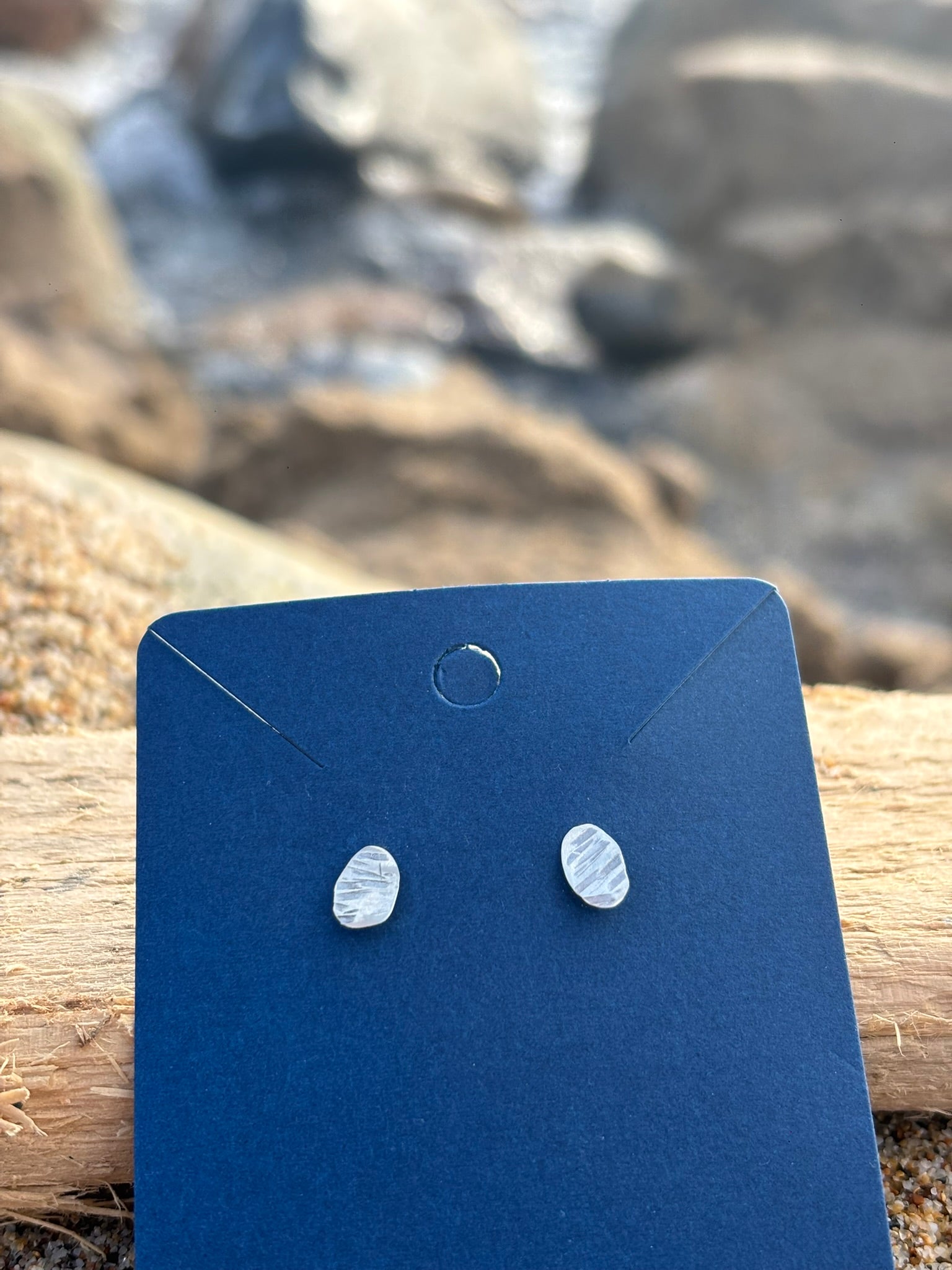 Small Silver Ocean Tide Earrings
