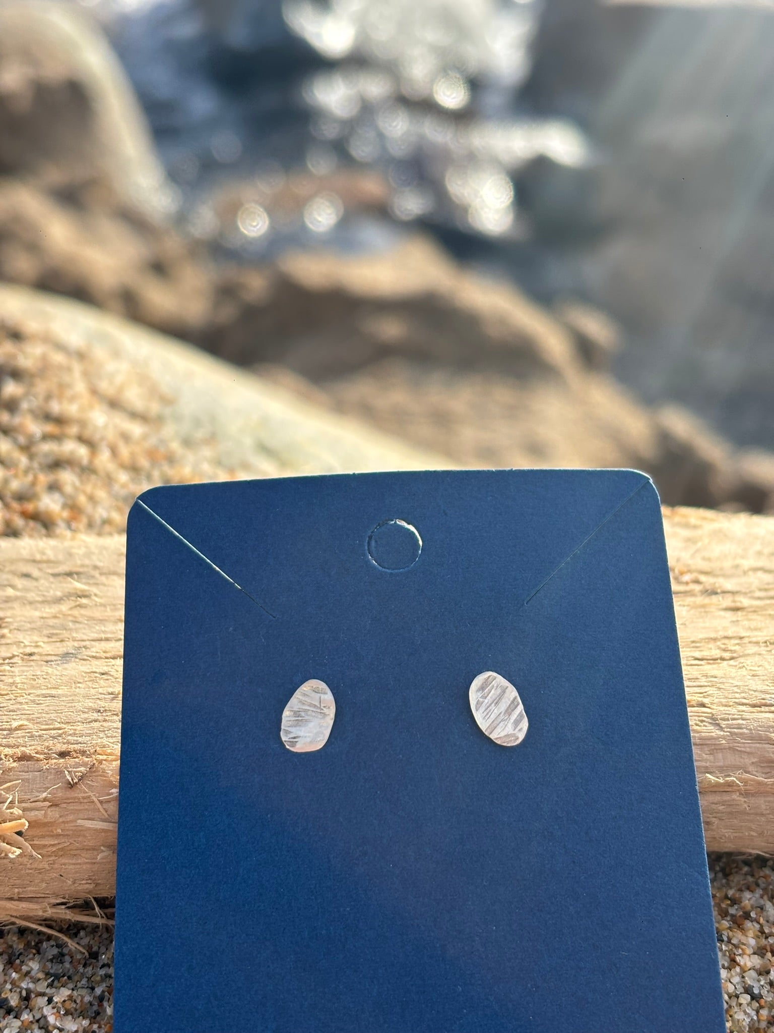 Small Silver Ocean Tide Earrings