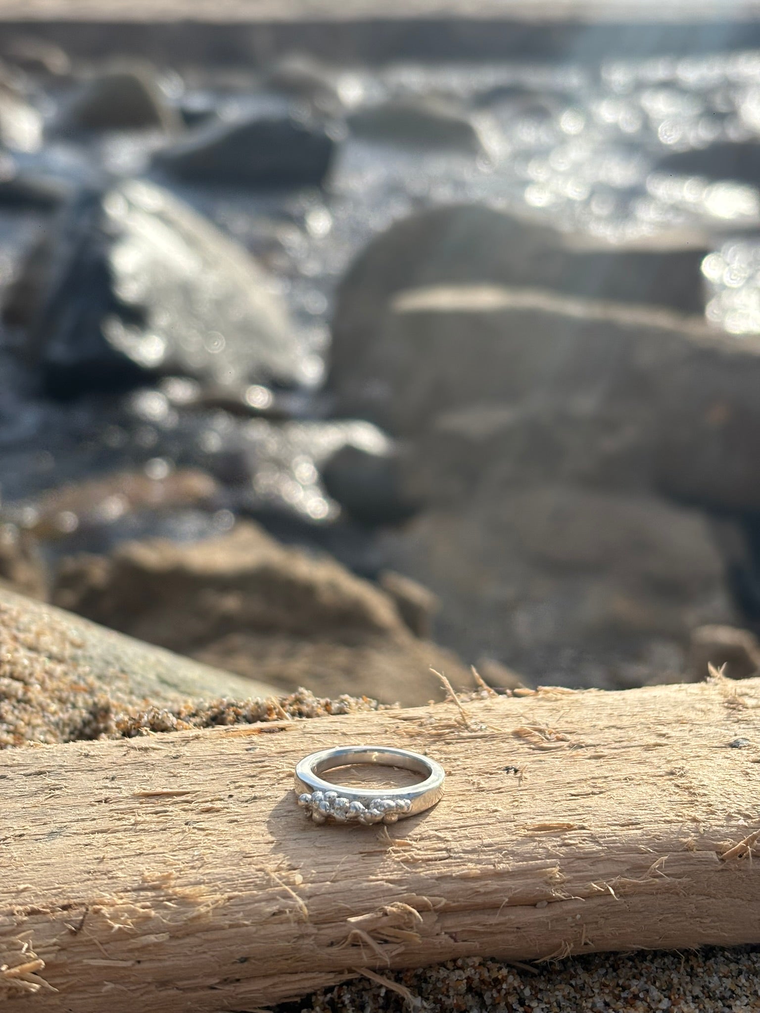 Sterling Silver Ocean  Bubble Ring