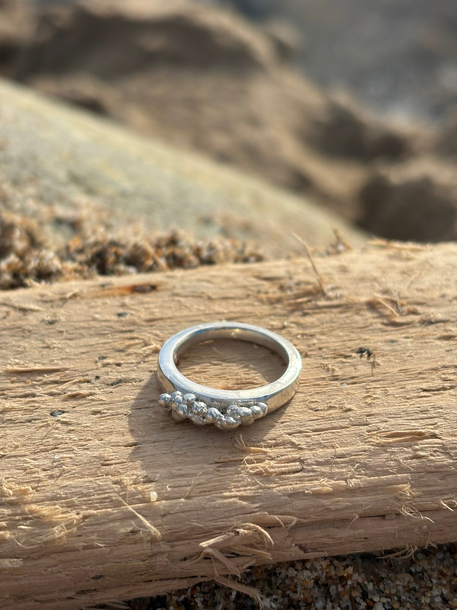 Sterling Silver Ocean  Bubble Ring