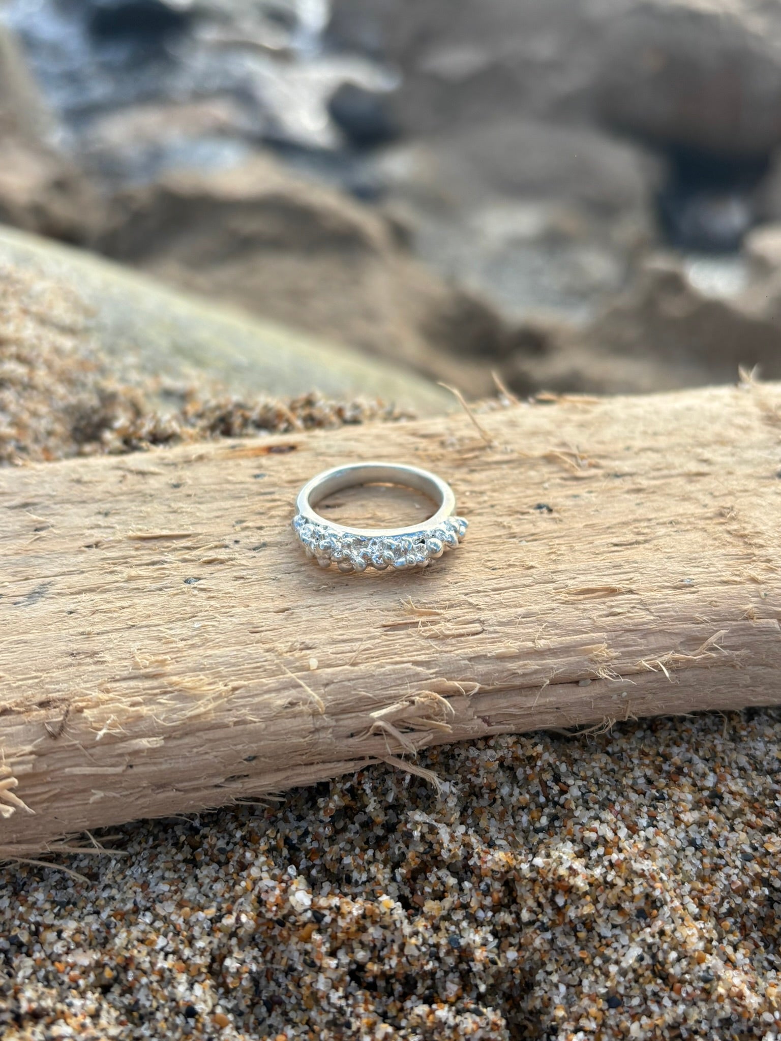 Large Silver Ocean Bubble Ring
