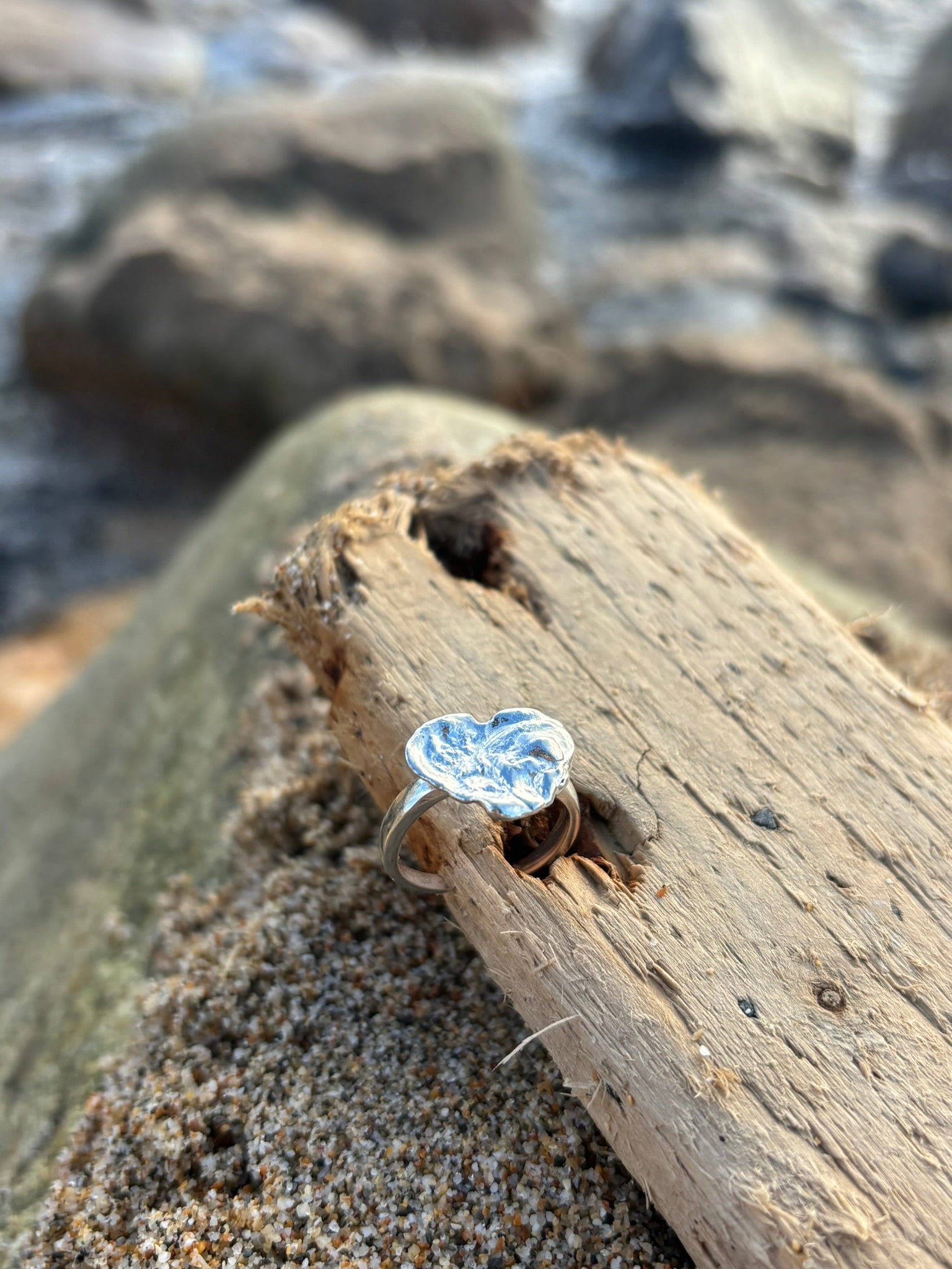 Silver Ocean Love Ring