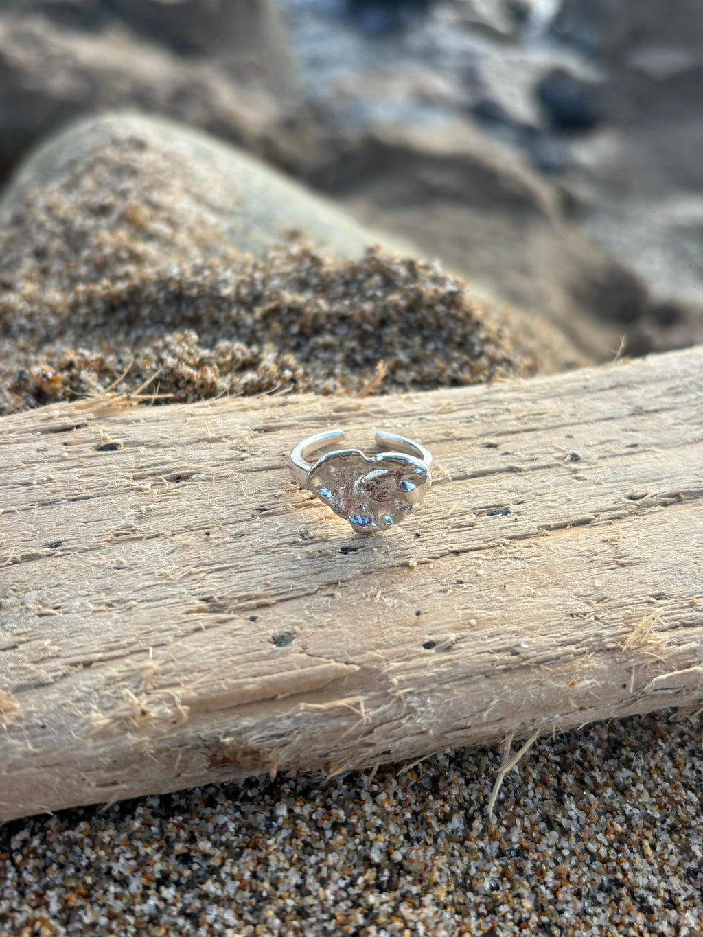 Silver Ocean Love Ring