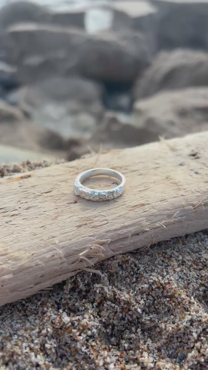 Silver Sand Cast Sand Dune Ring